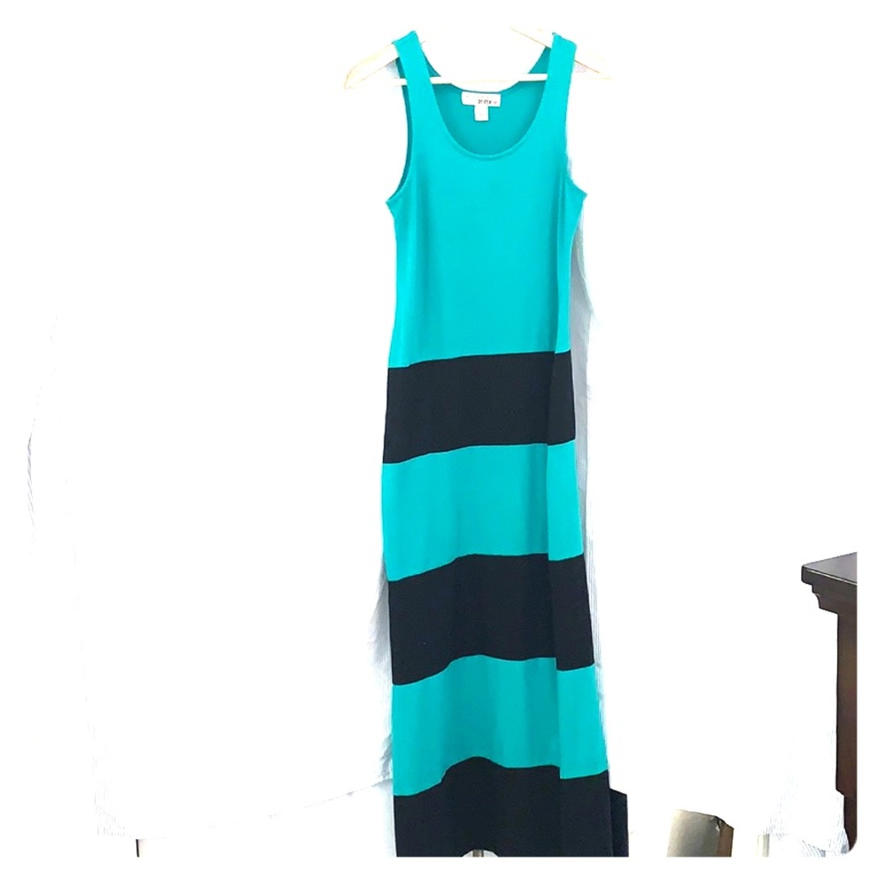 Teal Green and Black Maxi